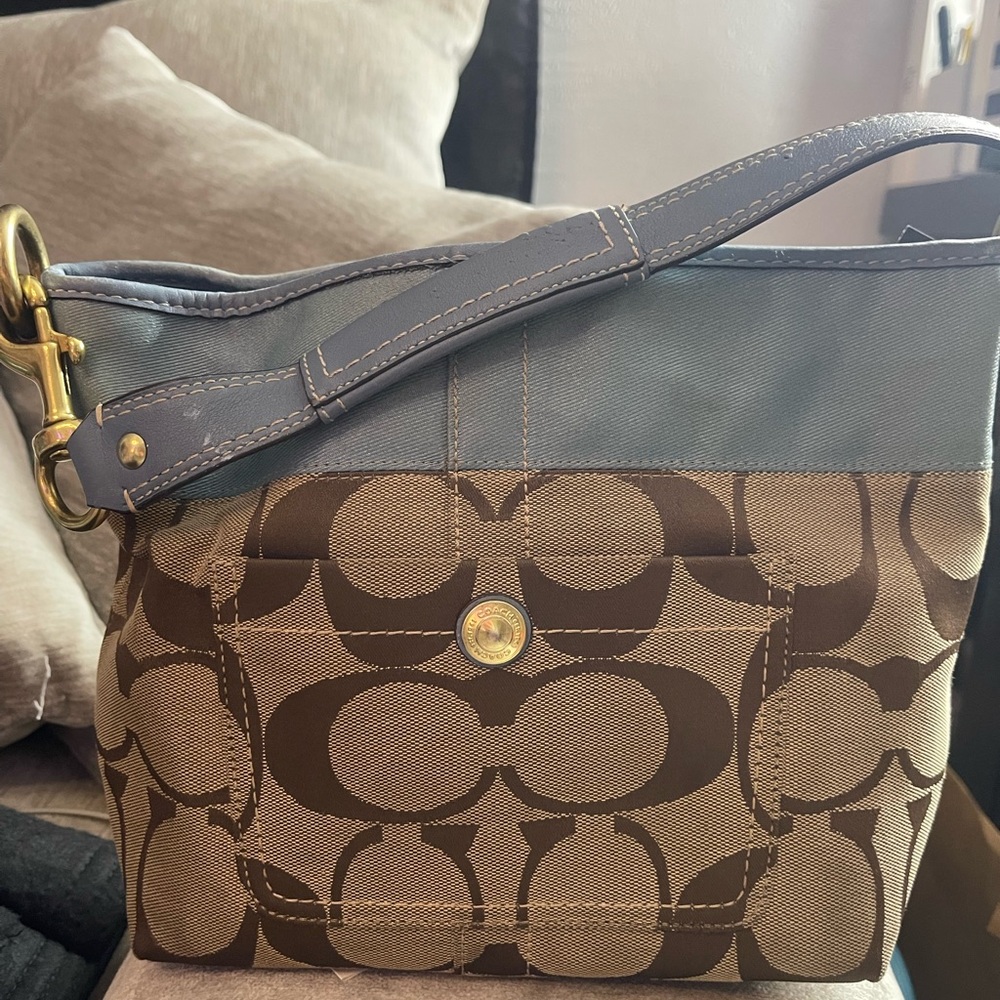 Coach Y2K Brown and Blue Shoulder Bag